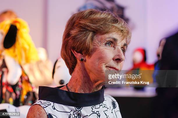 Jeannie Schulz attends the Snoopy & Belle Vernissage at Mercedes-Benz Fashion Week Berlin Spring/Summer 2016 at Ermelerhaus on July 08, 2015 in...