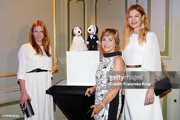 Johanna Kuhl, Jeannie Schulz and Alexandra Fischer-Roehler attend the Snoopy & Belle In Fashion during the Mercedes-Benz Fashion Week Berlin...