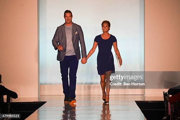 Hockey player Tim Jackman and his wife Kelly Jackman attend the Anaheim Lady Ducks Fashion Show Luncheon with Bloomingdale's South Coast Plaza at...