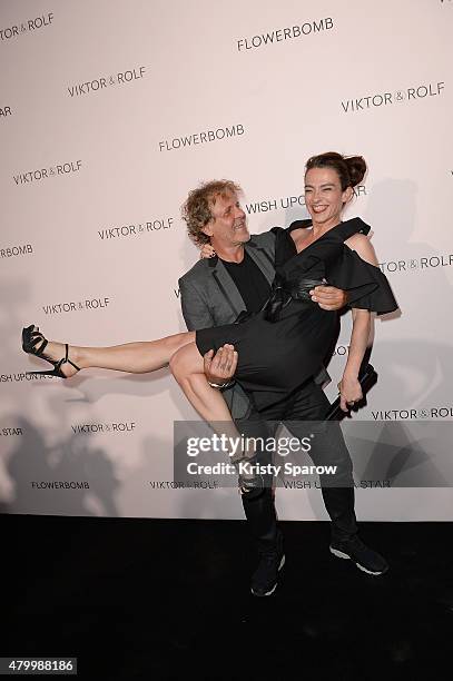 Renzo Rosso and Nathalie Duran attend the Viktor & Rolf FlowerBomb Fragrance 10th Anniversary Party as part of Paris Fashion Week Haute Couture...