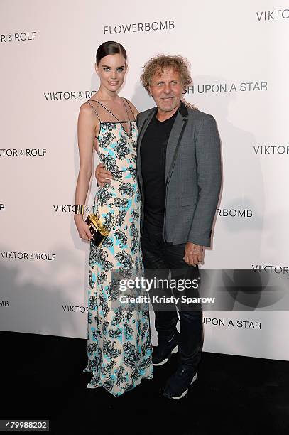 Rianne ten Haken and Renzo Rosso attend the Viktor & Rolf FlowerBomb Fragrance 10th Anniversary Party as part of Paris Fashion Week Haute Couture...