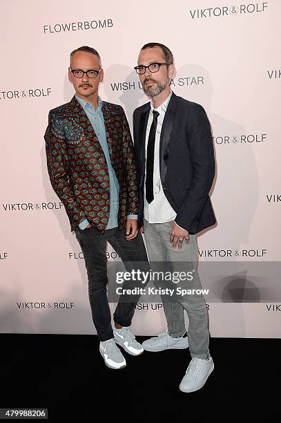 Viktor Horsting and Rolf Snoeren attend the Viktor & Rolf FlowerBomb Fragrance 10th Anniversary Party as part of Paris Fashion Week Haute Couture...