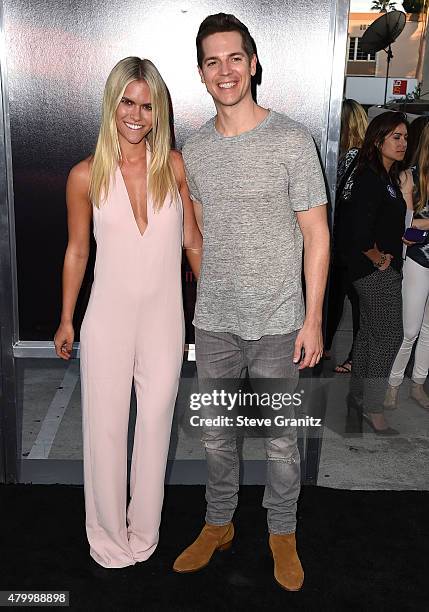 Lauren Scruggs and Jason Kennedy arrives at the "The Gallows" Los Angeles Premiere at Hollywood High School on July 7, 2015 in Los Angeles,...