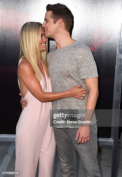 Lauren Scruggs and Jason Kennedy arrives at the "The Gallows" Los Angeles Premiere at Hollywood High School on July 7, 2015 in Los Angeles,...