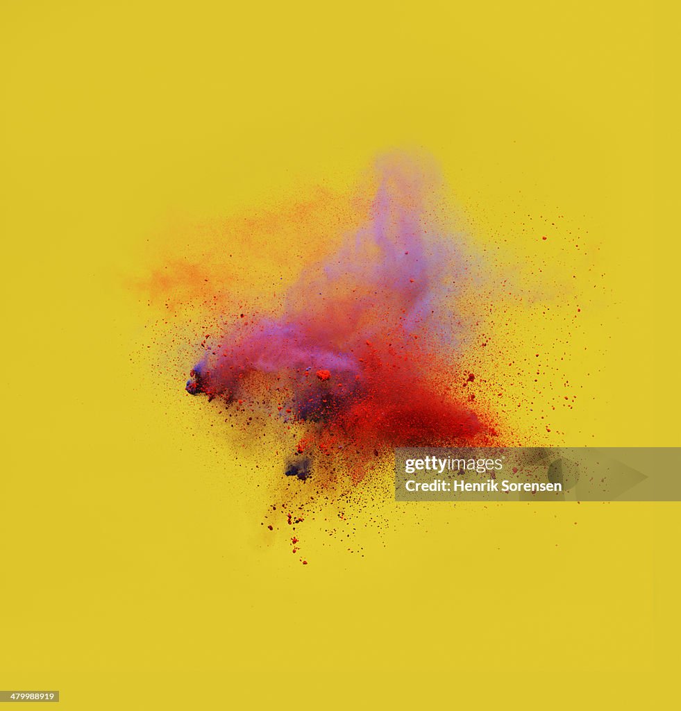 Explosion of colored powder