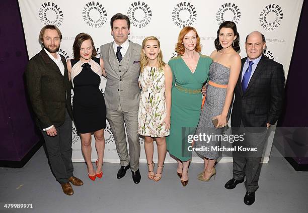 Actors Vincent Kartheiser, Elisabeth Moss, Jon Hamm, Kiernan Shipka, Christina Hendricks, Jessica Pare, and producer Matthew Weiner attend The Paley...