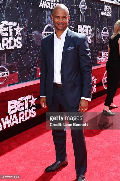 Actor Dondre Whitfield arrived at the BET & Make A Wish Foundation Recipients BET Experience At LA. Live Red Carpet arrivals - Weekend Events on June...