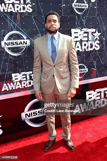 Actor Michael Ealy arrived at the BET & Make A Wish Foundation Recipients BET Experience At LA. Live Red Carpet arrivals - Weekend Events on June 28,...