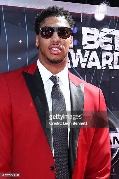 Anthony Davis arrived at the BET & Make A Wish Foundation Recipients BET Experience At LA. Live Red Carpet arrivals - Weekend Events on June 28, 2015...