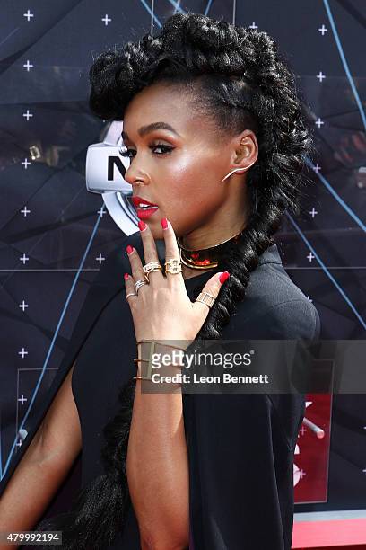 Recording artist Janelle Monae arrived at the BET & Make A Wish Foundation Recipients BET Experience At LA. Live Red Carpet arrivals - Weekend Events...