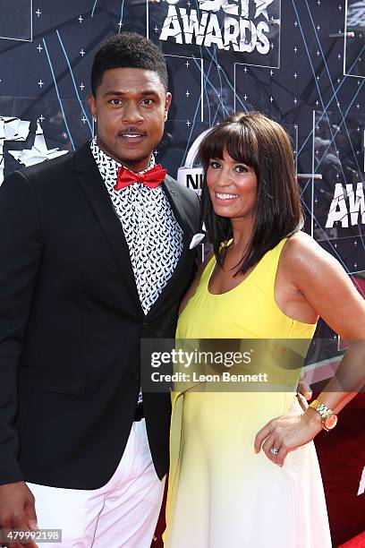 Actor Pooch Hall and Linda Hall arrived at the BET & Make A Wish Foundation Recipients BET Experience At LA. Live Red Carpet arrivals - Weekend...