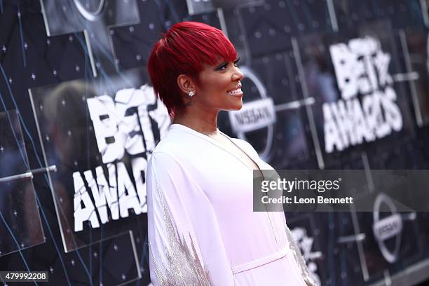 Recording artist Monica arrived at the BET & Make A Wish Foundation Recipients BET Experience At LA. Live Red Carpet arrivals - Weekend Events on...