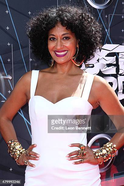 Actress Tracee Ellis Ross arrived at the BET & Make A Wish Foundation Recipients BET Experience At LA. Live Red Carpet arrivals - Weekend Events on...