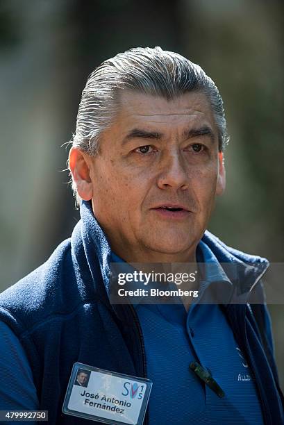 Jose Antonio Fernandez Carbajal, chairman of Coca-Cola Femsa SA, walks the grounds after a morning session during the Allen & Co. Media and...