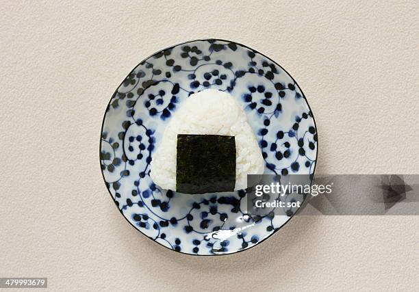 rice ball in the dish,aerial view - rice ball stock pictures, royalty-free photos & images