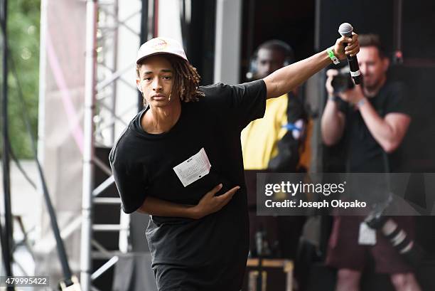 Jaden Smith performs on day 3 of the New Look Wireless Festival at Finsbury Park on July 5, 2015 in London, England.