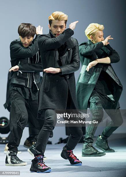 Se Hun of boy band EXO-K performs onstage the Seoul Fashion Week A/W 2014 at DDP on on March 21, 2014 in Seoul, South Korea.