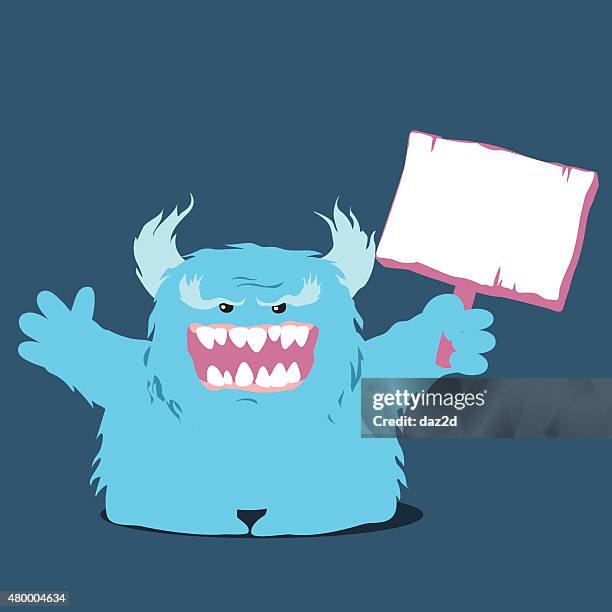 azure monster holding a sign - 恨 幅插畫檔、美工圖案、卡通及圖標