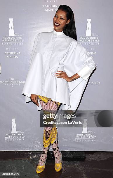 Model Jessica White attends the Rodeo Drive Walk of Style awards ceremony at Greystone Mansion on February 28, 2014 in Beverly Hills, California.