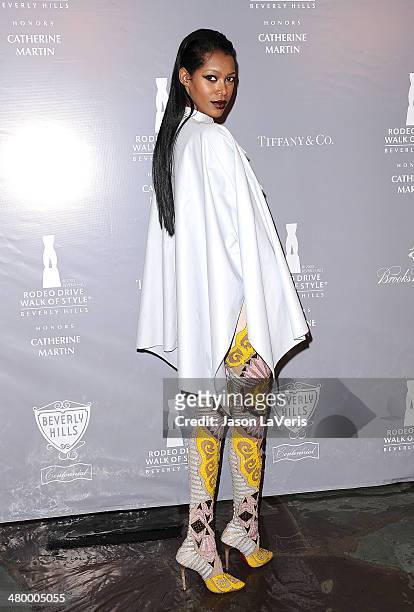 Model Jessica White attends the Rodeo Drive Walk of Style awards ceremony at Greystone Mansion on February 28, 2014 in Beverly Hills, California.