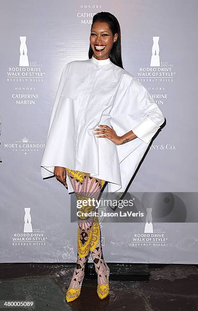 Model Jessica White attends the Rodeo Drive Walk of Style awards ceremony at Greystone Mansion on February 28, 2014 in Beverly Hills, California.