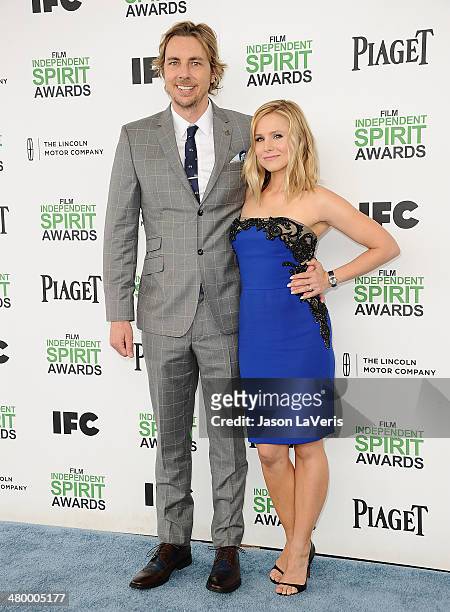 Actor Dax Shepard and actress Kristen Bell attend the 2014 Film Independent Spirit Awards on March 1, 2014 in Santa Monica, California.