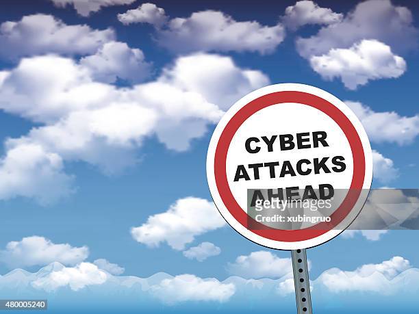 cyber attacks ahead - safety first stock illustrations