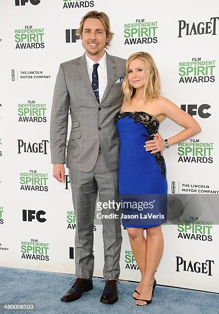 Actor Dax Shepard and actress Kristen Bell attend the 2014 Film Independent Spirit Awards on March 1, 2014 in Santa Monica, California.