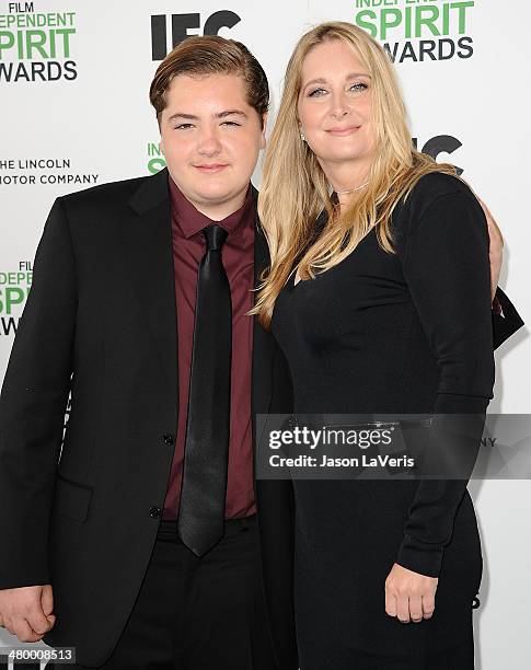 Michael Gandolfini and Marcy Wudarski attend the 2014 Film Independent Spirit Awards on March 1, 2014 in Santa Monica, California.