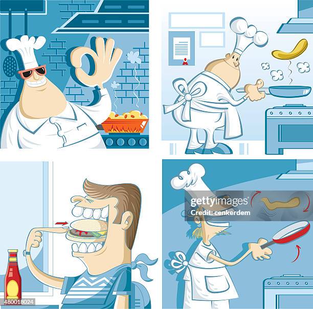 vector chef set - chef tasting stock illustrations