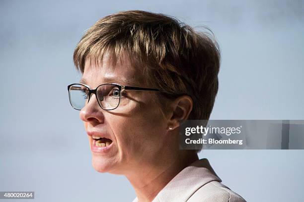 Claudia Buch, vice president of the Deutsche Bundesbank, speaks during a Bunsdesbank conference in Frankfurt, Germany, on Thursday, July 9, 2015....