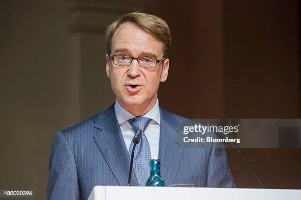 Jens Weidmann, president of the Deutsche Bundesbank, speaks during a Bunsdesbank conference in Frankfurt, Germany, on Thursday, July 9, 2015....