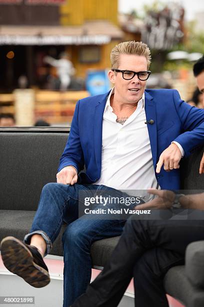 Mark McGrath visits "Extra" at Universal Studios Hollywood on July 8, 2015 in Universal City, California.