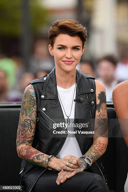 Ruby Rose visits "Extra" at Universal Studios Hollywood on July 8, 2015 in Universal City, California.