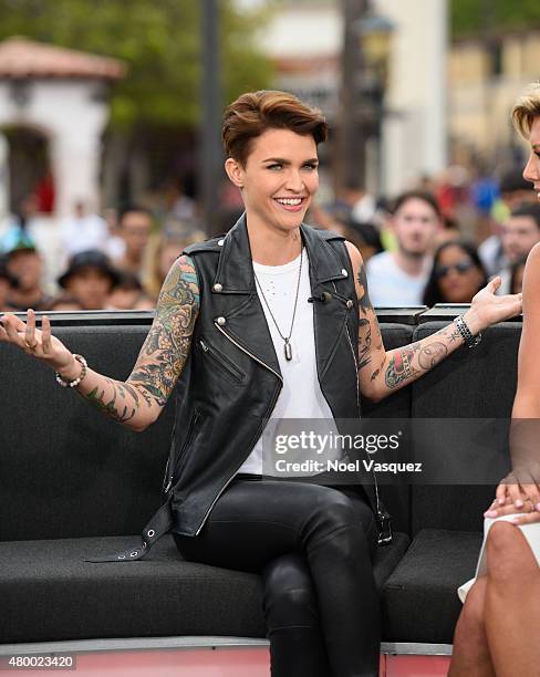 Ruby Rose visits "Extra" at Universal Studios Hollywood on July 8, 2015 in Universal City, California.