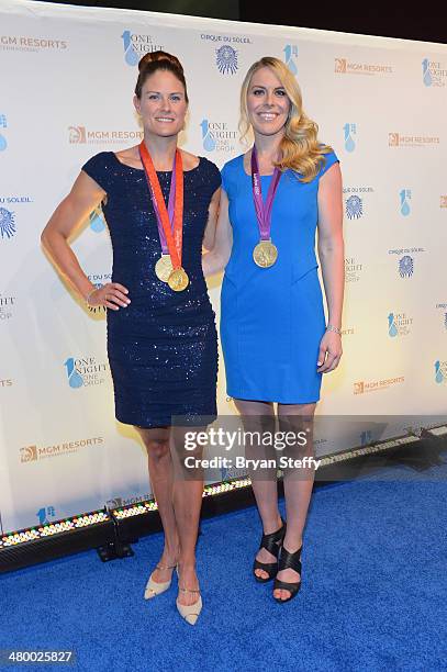 Olympic Gold Medal rowers Susan Francia and Esther Lofgren arrive at Cirque du Soleil's 2nd annual 'One Night for One Drop' at Aureole Las Vegas at...