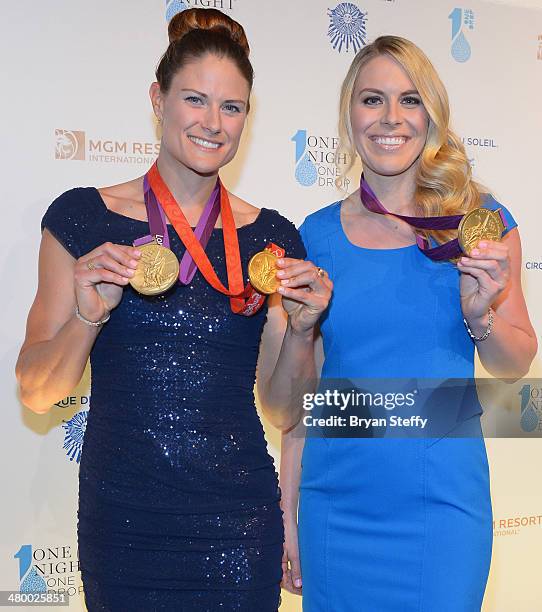 Olympic Gold Medal rowers Susan Francia and Esther Lofgren arrive at Cirque du Soleil's 2nd annual 'One Night for One Drop' at Aureole Las Vegas at...