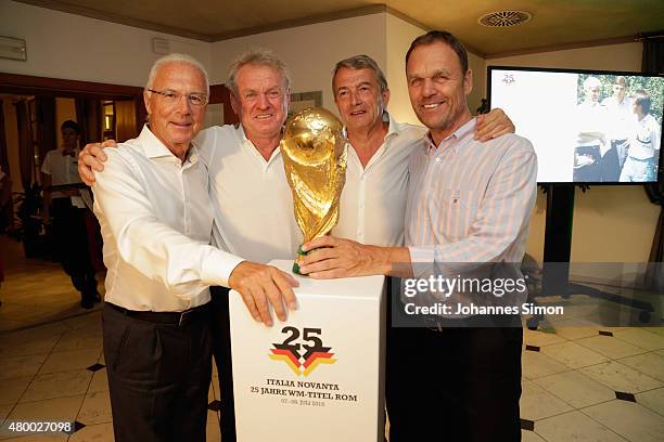 Franz Beckenbauer, Sepp Maier, Wolfgang Niersbach and Holger Osieckattend the 2nd evening of the FIFA World Champions of 1990 meeting at Hotel...