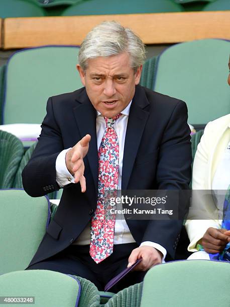 John Bercow attends day ten of the Wimbledon Tennis Championships at Wimbledon on July 9, 2015 in London, England.