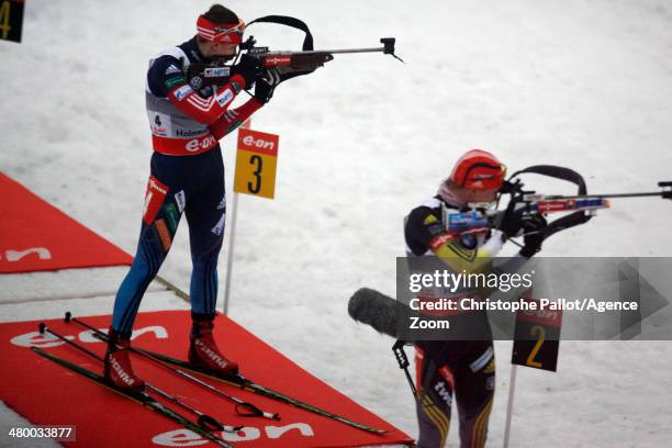 Olga Vilukhina of Russia takes 3rd place during the IBU Biathlon World Cup Men's and Women's Pursuit on March 22, 2014 in Oslo Holmenkollen, Norway.