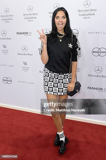 Bonnie Strange attends the Barre Noire presented by Mastercard show during the Mercedes-Benz Fashion Week Berlin Spring/Summer 2016 at Brandenburg...