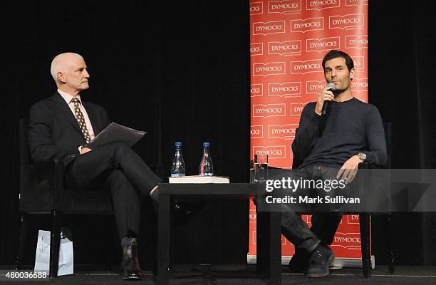 Former Australian Formula One driver Mark Webber talks with Andrew Leithhead about his autobiography "Aussie Grit" at Sofitel Hotel on July 9, 2015...