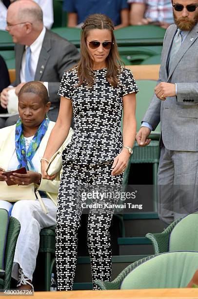 Pippa Middleton attends day ten of the Wimbledon Tennis Championships at Wimbledon on July 9, 2015 in London, England.