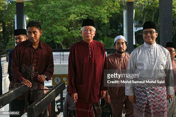 Malaysia Prime Minister Najib Razak arrives at National mosque for special prayer in holy month of ramadan on July 9, 2015 in Kuala Lumpur, Malaysia....
