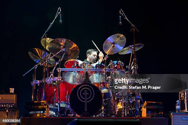 Keith Carlock of Toto performs at Olympiahalle on July 8, 2015 in Munich, Germany.