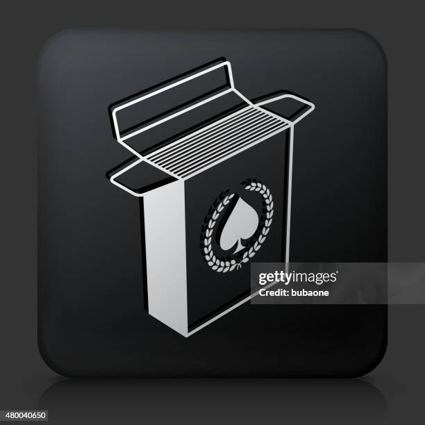 black square button with open playing card box - playing cards box stock illustrations