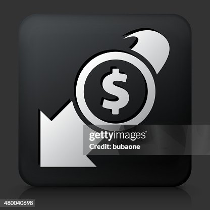 Black Square Button with Decrease in Dollar Rate Black Square Button with Decrease in Dollar Rate