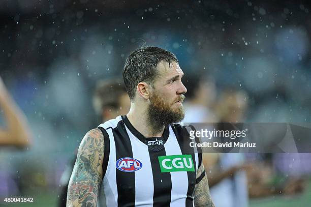 Dane Swan of the Magpies during the round 15 AFL match between Port Adelaide Power and Collingwood Magpies at Adelaide Oval on July 9, 2015 in...