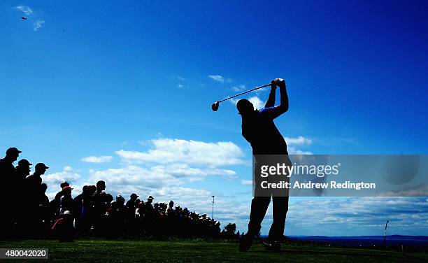 Phil Mickelson of the United States hits his tee shot on the second hole during the first round of the Aberdeen Asset Management Scottish Open at...