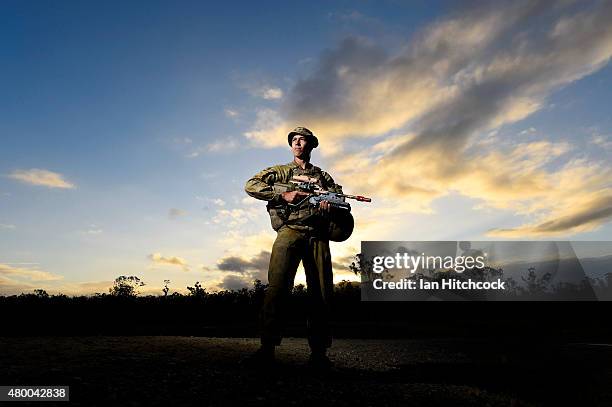 Private Dion Stergiou of the 1st Military Police Battalion poses as part of exercise Talisman Sabre on July 9, 2015 in Rockhampton, Australia....